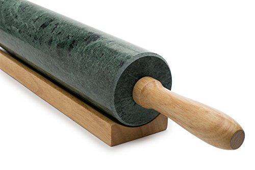 Fox Run Marble Rolling Pin and Base, Green 2.5 x 18 x 3 inches