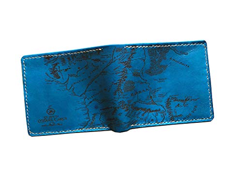 Unik4art - Vintage map genuine leather men wallet, middle earth LOTR map bifold anniversary leather gift for him