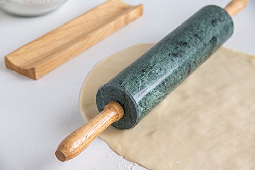 Fox Run Marble Rolling Pin and Base, Green 2.5 x 18 x 3 inches