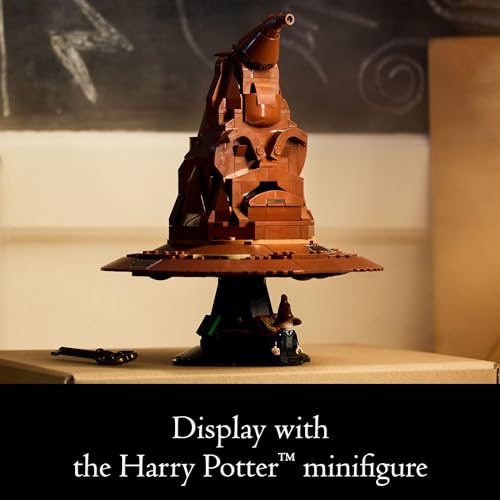 LEGO Harry Potter Talking Sorting Hat, Hogwarts Hat with 31 Randomized Sounds, Harry Potter Building Set for Ages 18 and up, Halloween Themed Gift for Adults, Women & Men, 76429