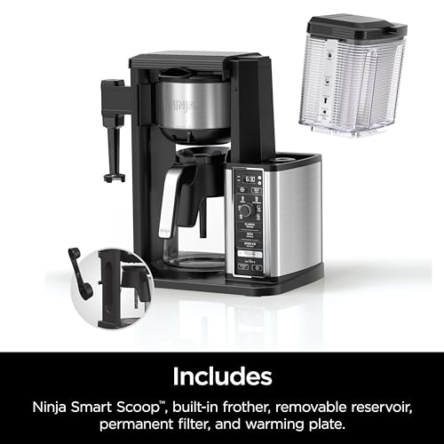 Ninja Specialty Coffee Maker, Hot & Iced Coffee, 6 Brew Styles, 8 Sizes, Small Cup to Travel Mug, 10-Cup Carafe, Fold-Away Frother, Permanent Filter, Removable Reservoir, Black, CM401