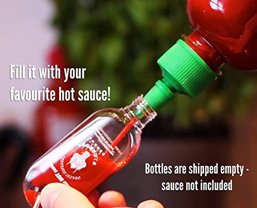 Pocket Sriracha Mini Sriracha Hot Sauce Bottle Keyring 3 PACK Bring Hot Sauce with you Everywhere - Great Chilli Sauce Gift (Shipped Empty)