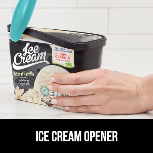 Gorilla Grip Heavy Duty Ice Cream Scoop with Comfortable Handle, Professional Grade Scooper for Perfect Round Scoops, Spoon Frozen Hard Gelato, Sorbet, Cookie Dough, BPA-Free Kitchen Tool, Turquoise