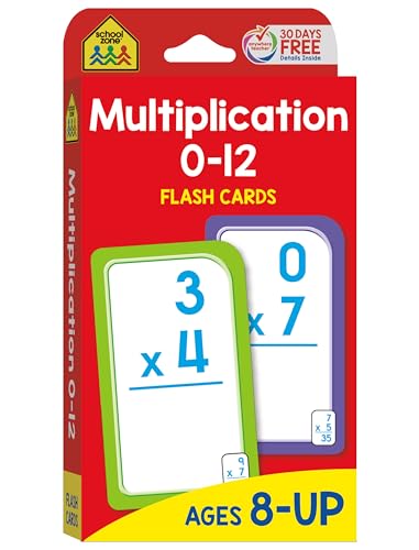 School Zone Multiplication 0-12 Flash Cards: 56 Math Cards, 3rd Grade, 4th Grade, Elementary Math, Multiplication Facts, Common Core, Ages 8+, Packaging May Vary