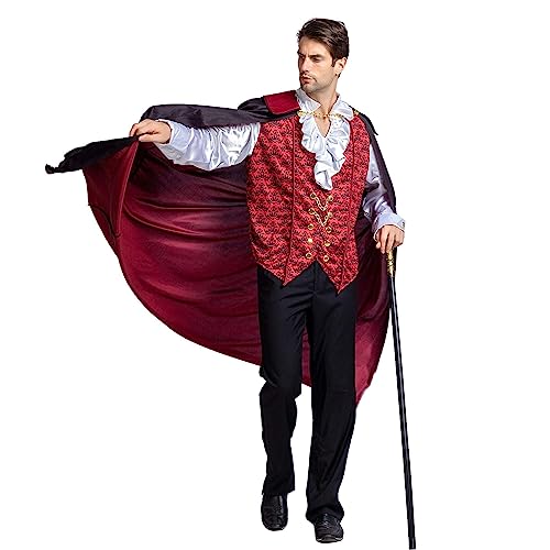 Spooktacular Creations Medieval Scary Vampire Costume Adult Men with Vampire Cape Men and Accessories for Deluxe Halloween Costume(Large)