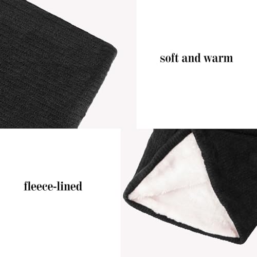 Chalier Infinity Scarf Winter Double-Layer Neck Warmer Knit Fleece Lined Circle Loop Scarves Gifts(one size, A-Black)