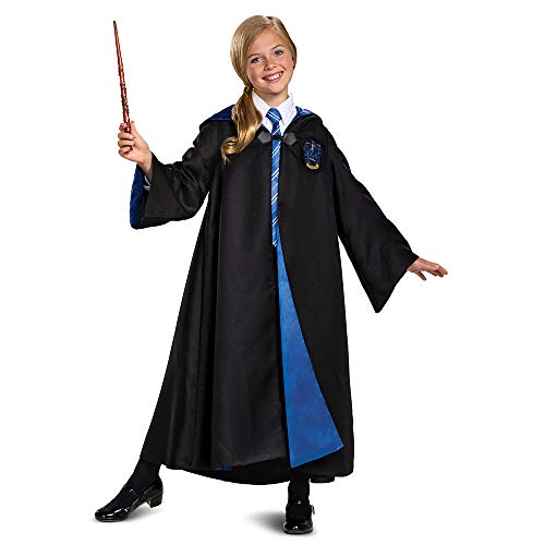 Harry Potter Ravenclaw Robe Prestige Children's Costume Accessory, Black & Blue, Kids Size Large (10-12)