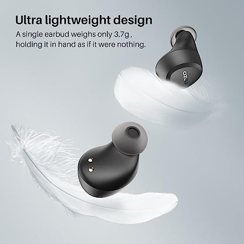 TOZO A1 Mini Wireless Earbuds Bluetooth 5.3 in Ear Light-Weight Headphones Built-in Microphone, IPX5 Waterproof, Immersive Premium Sound Long Distance Connection Headset with Charging Case, Black