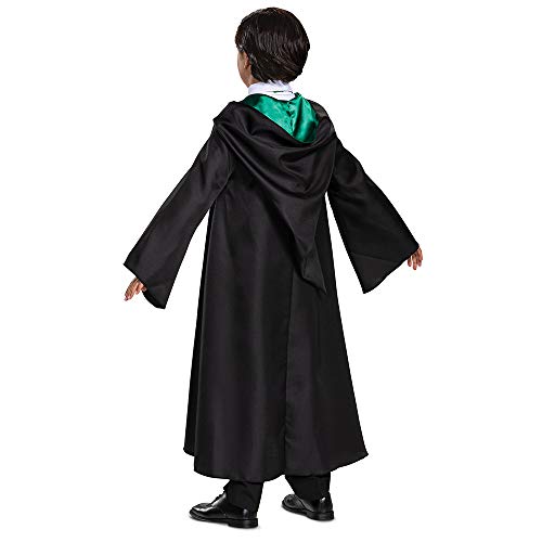 Disguise Harry Potter Slytherin Robe Deluxe Children's Costume Accessory, Black & Green, Kids Size Medium (7-8)