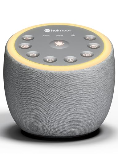 Hotmoon White Noise Machine with 40 High-Fidelity Sounds, Sleep Sound Machine with Memory Functions, 8 Lighting Modes, USB Power Supply, for Sleep & Noise Reduction in Bedrooms and Offices, Plug-in.