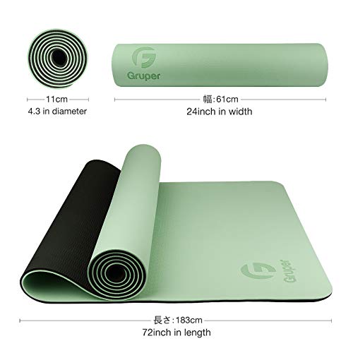 Gruper Yoga Mat Non Slip, Eco Friendly Fitness Exercise Mat with Carrying Strap,Pro Yoga Mats for Women,Workout Mats for Home, Pilates and Floor Exercises