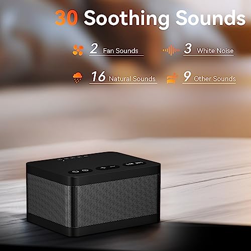 DailyBody Sound Machine White Noise Machine with 30 Soothing Sounds 36 Levels Volume 5 Timers and Memory Function Effectively Blocks Noise Ideal Sleep Machine for Baby Kids Adults… (Black)