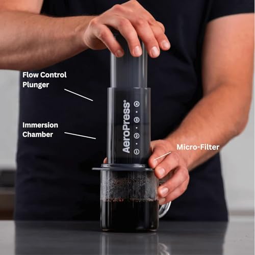 AeroPress Original Coffee and Espresso-style Maker, Barista Level Portable Coffee Maker with Chamber, Plunger, & Filters, Quick Coffee and Espresso Maker