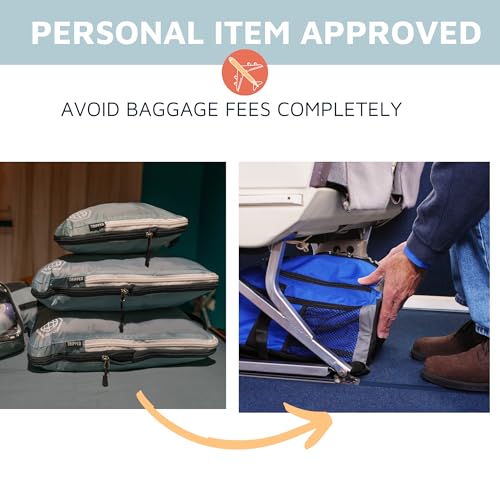 Compression Packing Cubes for Travel - Luggage and Backpack Organizer Packaging Cubes for Clothes (Dusty Teal and White, 2 Piece Set)