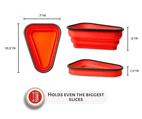 The Perfect Pizza Pack™ - Reusable Pizza Storage Container with 5 Microwavable Serving Trays - BPA-Free Adjustable Pizza Slice Container to Organize & Save Space, Red