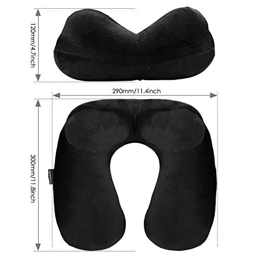 urophylla Inflatable Travel Pillow, Soft Velvet Inflatable Neck Pillow for Traveling, Airplanes, Car with Compact Bag, Breathable Washable Cover, Suit for Adults Sleeping - Black (Black)