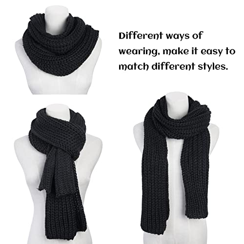 Women And Mens Winter Thick Cable Knit Wrap Chunky Long Warm Scarf, One Size, Black