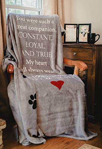 Pawprints Left by You Pet Memorial Blanket with Heartfelt Sentiment - Comforting Pet Loss/Pet Bereavement Gift (Non Personalized)