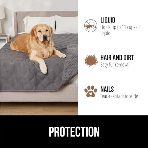 Gorilla Grip 100% Waterproof Dog Blanket, Pet Friendly Sofa Throw Essential for Small Pets, Dogs, Cats, Tear and Slip Resistant Leakproof Couch Cushion Cover for Indoor Furniture, 30x70 Charcoal