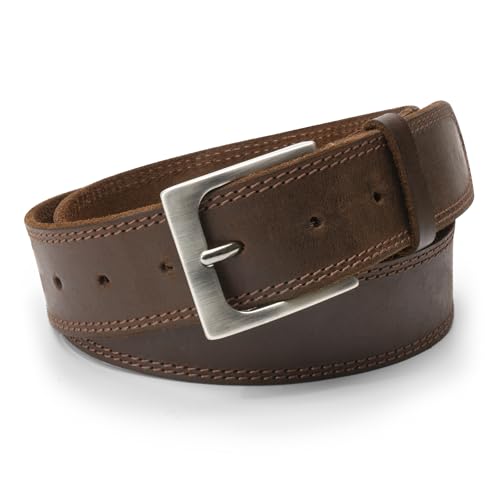 Hide & Drink, Men's Two Row Stitch Leather Belt Handmade :: Bourbon Brown (Size 32)