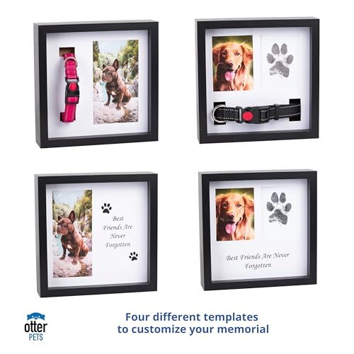 OtterPets Pet Memorial Dog Picture Frame, 4 Customizable Displays, 9x9", Paw Print Kit for Dogs, Pet Memorial Gift for Dogs, Loss of Dog Sympathy Gift, Dog Memorial Gift, Pet Paw Print Impression Kit, Cat Memorial Picture Frame, Dog Passing Away Gift