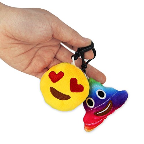 Dreampark Emoticon Keychain Mini Cute Plush Pillows, Party Favors for Kids Valentine's Day Gifts / Birthday Party Supplies, Emoticon Gifts Toys Carnival Prizes for Kids (64 Pack)