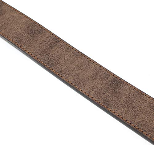 BC Belts Leather Belt Strap with Vintage Distressed Texture 1.5" Wide with Snaps (Dark Brown-S)