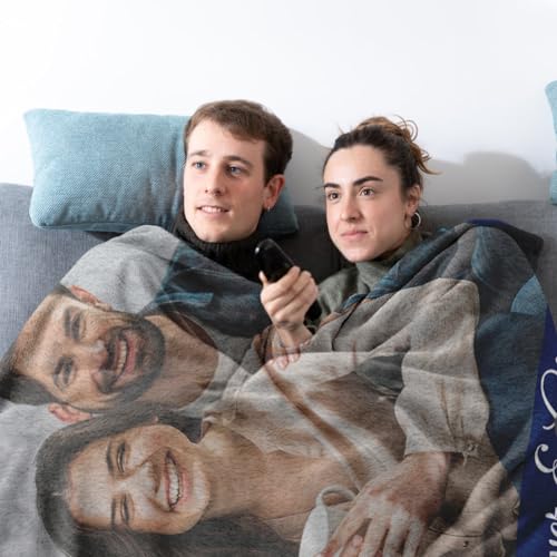 Custom Sherpa Fleece Blanket with Photos Text Soft Warm Fuzzy Custom Blanket Personalized Couples Gifts for Boyfriend Girlfriend Customized Picture Blanket Gifts for Birthday Anniversary Christmas