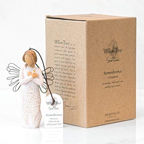 Willow Tree Remembrance Angel (Lighter Skin) Ornament, Memories… Hold Each one Safely in Your Heart, A Gift to Express Sympathy, Comfort, Remembrance and Healing, Sculpted Hand-Painted Figure