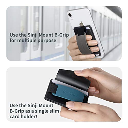 Sinjimoru Detachable Phone Wallet, Phone Card Holder as Phone Stand & iPhone Grip for Wireless Charging, Not for MagSafe. Sinji Mount B-Grip Midnight Blue