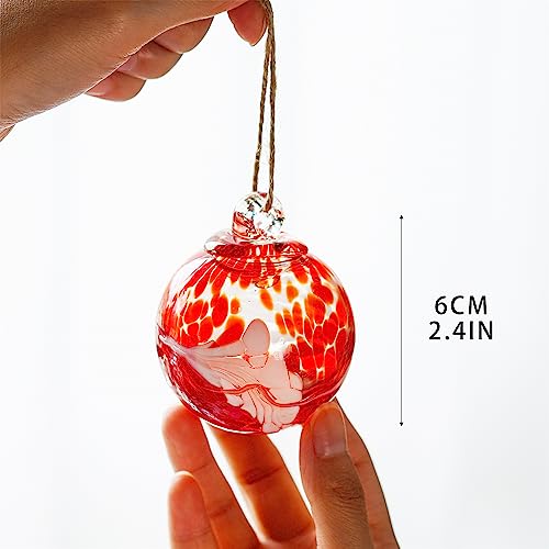 6pcs Hand-Blown Glass Ornaments Balls Glass Christmas Ball Ornaments Hanging Friendship Balls Glass Witches Balls Gazing Balls for Home Window Outdoor Garden Patio Décor