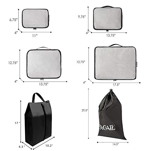 BAGAIL 6 Set Packing Cubes,Travel Luggage Packing Organizers(5set+Laundry bag Black)