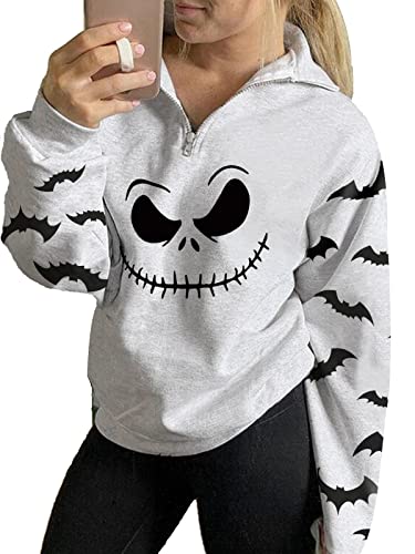 tiqwova Womens Nightmare Before Christmas Halloween Sweatshirt, Loose Casual Christmas Shirt for Women (N01-XL)