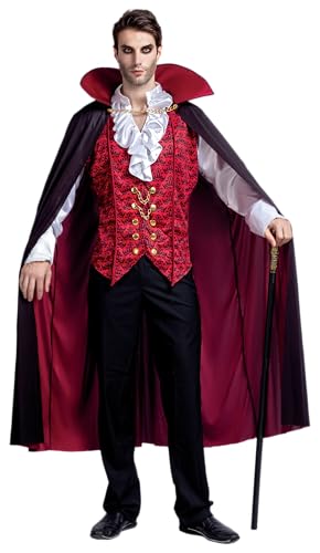 Spooktacular Creations Medieval Scary Vampire Costume Adult Men with Vampire Cape Men and Accessories for Deluxe Halloween Costume(Large)