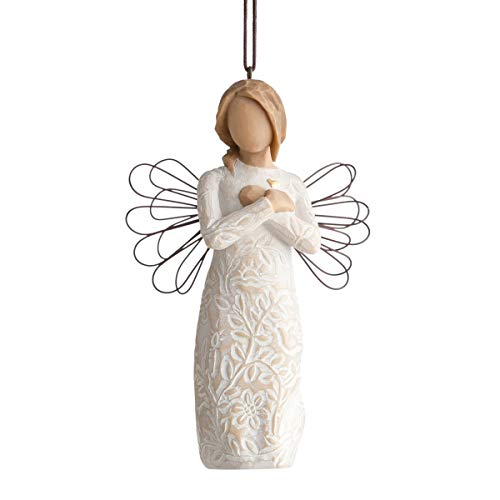 Willow Tree Remembrance Angel (Lighter Skin) Ornament, Memories… Hold Each one Safely in Your Heart, A Gift to Express Sympathy, Comfort, Remembrance and Healing, Sculpted Hand-Painted Figure