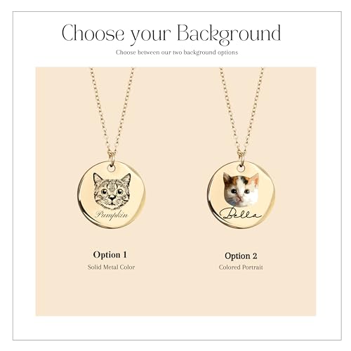 MignonandMignon Personalized Pet Gifts Custom Pet Jewelry Dog Necklace Cat Gift Custom Portrait Unique Gift LCN-AP (Silver)