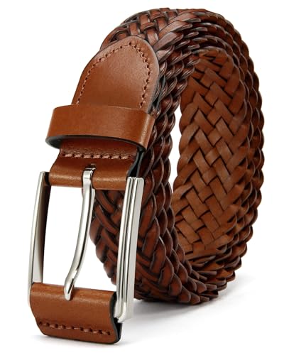 CHAOREN Belts for Men - 1 3/8" Casual Braided Belts Men for Jeans - Handcrafted Weaving and Softness