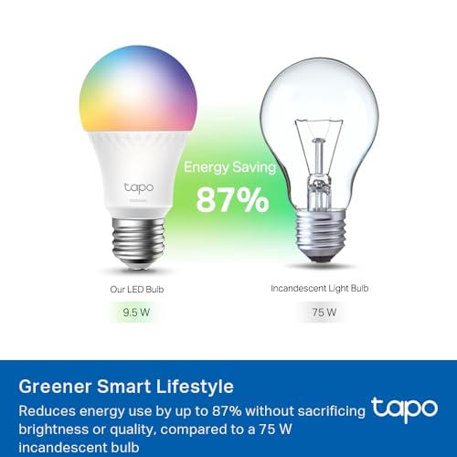 Tapo TP-Link Smart Light Bulbs, 1100 Lumens High Brightness (75W Equivalent), Matter-Certified, 16M Colors WiFi Light Bulb, Dimmable, Works w/Siri, Alexa & Google Home, A19 E26, L535E(2-Pack)