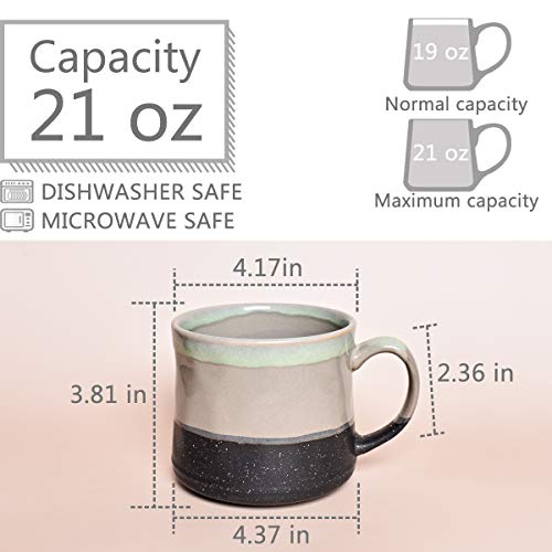 Bosmarlin Large Ceramic Coffee Mug, Big Tea Cup, 7 Colors to Choose, 21 Oz, Dishwasher and Microwave Safe, 1 PCS… (Grey)