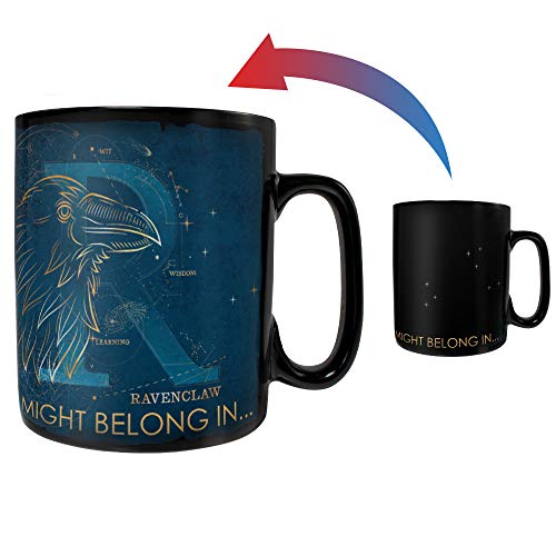 Morphing Mugs Harry Potter – Celestial Hogwarts Houses – Ravenclaw – Sorting Hat Heat Sensitive Clue Mug – Full image revealed when HOT liquid is added - 16oz Large Drinkware