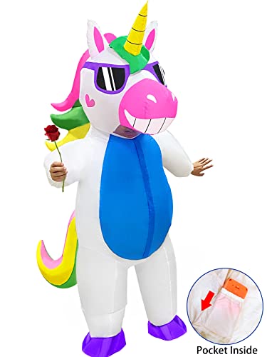 Camlinbo Halloween Inflatable Unicorn Costume for Adults Kids Full Body Blow up Halloween Costumes Party Cosplay