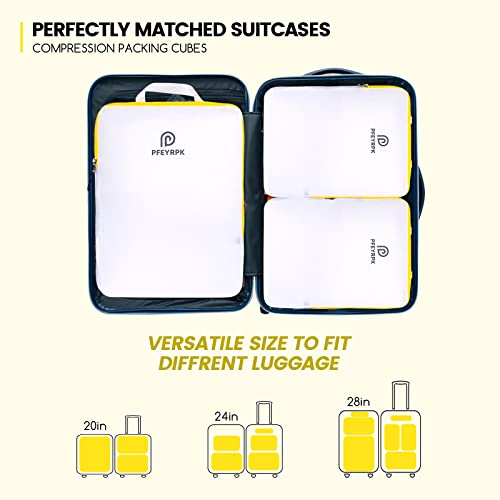 PFEYRPK Lightweight Compression Packing Cubes for Suitcases, Compressible Expandable Travel Packing Organizer with Clear Toiletries and Backpack Bag, Travel Essentials for Carry on Luggage 7 Set