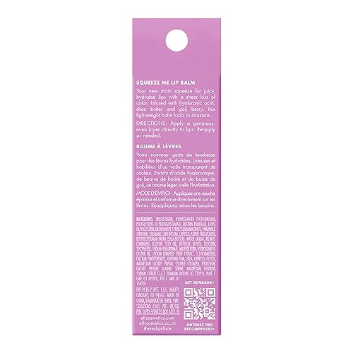 e.l.f. Squeeze Me Lip Balm, Moisturizing Lip Balm For A Sheer Tint Of Color, Infused With Hyaluronic Acid, Vegan & Cruelty-free, Grape