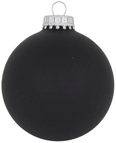 Glass Christmas Tree Ornaments - 67mm / 2.63" [8 Pieces] Designer Balls from Christmas By Krebs Seamless Hanging Holiday Decor (Velvet Ebony Black)