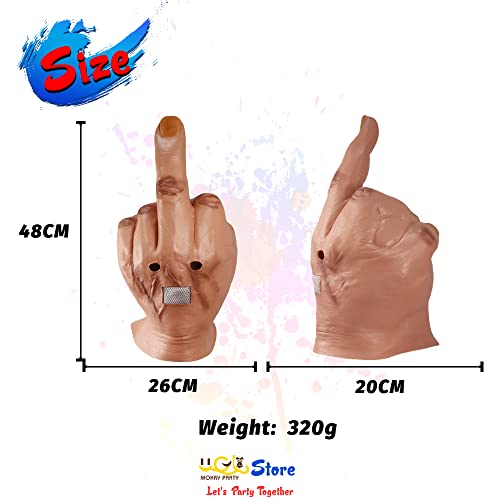 MOKRY PARTY Middle Finger Funny Head Mask Costume Party Prop Adult Latex Middle Finger Mask