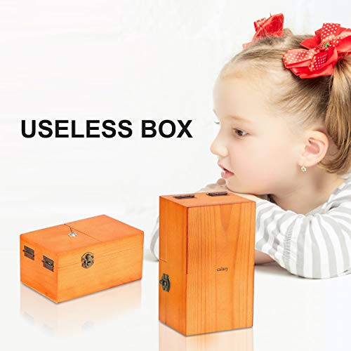 Calary Useless Box Turns Itself Off In Wooden Storage Box Alone Machine Fully Assembled in Box Gifts for Adults and Children