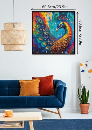 Peacock Puzzle 1000 Piece Puzzle for Adults, Colorful Peafowl Jigsaw Puzzles Beautiful Bird Art Puzzle, Funny Rainbow Animal Puzzle As Home Decor