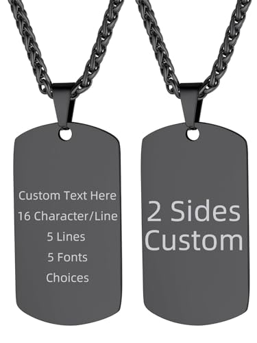 Mens Custom Dog Tag Pendant with Chain Personalized Engraving Necklaces Gifts for Men Dad Son Lover Husband friend Him Christmas