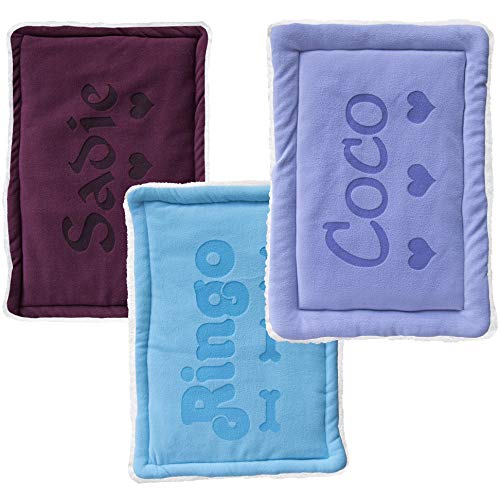 Custom Catch Personalized Dog Mat - Gift for Crate Cushion, Puppy Sleeping Blanket, Kennel Bed Pad - Small - S - Gray, Purple, Blue, Maroon, Beige