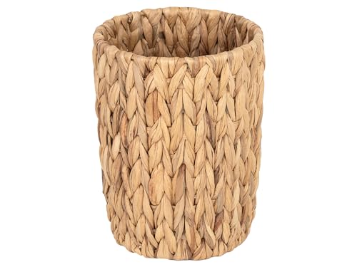 StorageWorks Wicker Waste Basket, Small Trash Can, Wicker Trash Basket with Handwoven Water Hyacinth, Wicker Garbage Can for Bedroom, Bathroom, 1 Pack